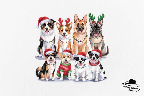 Christmas Dogs Santa Hat Sublimation PNG: Festive Design Made Simple