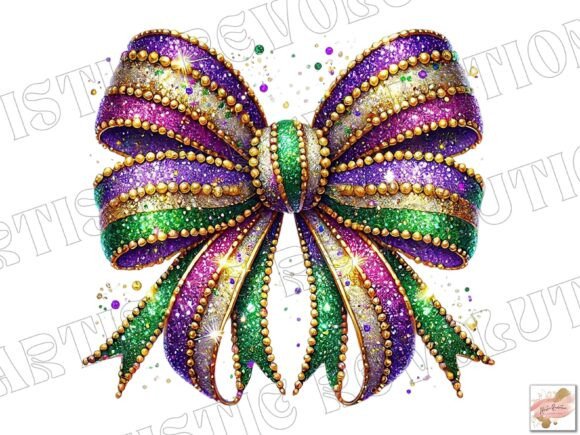 Coquette Mardi Gras Bow Sublimation PNG: A Festive Design Asset