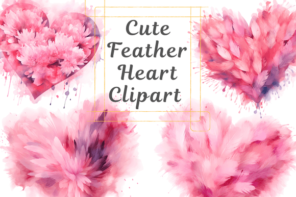 Cute Feather Heart Clipart: Versatile Design Assets