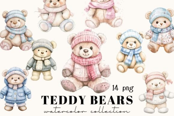 Embrace the Cozy Charm of Watercolor Winter Teddy Bear Clipart