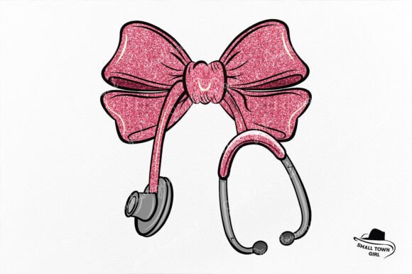 Pink Glitter Nurse Stethoscope Bow Png: A Sparkle for Healthcare Designs