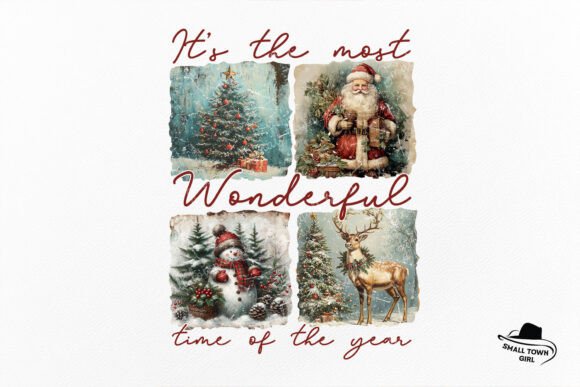 Retro Christmas Tree Santa Snowman Png: Vintage Holiday Magic
