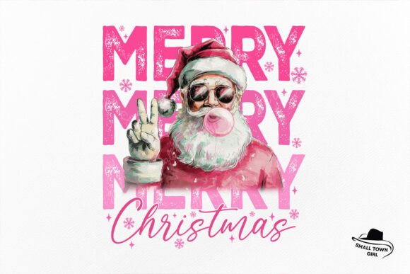 Retro Pink Merry Christmas Santa Bubble: Holiday Charm