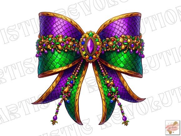 The Allure of the Glitter Coquette Bow Mardi Gras Png