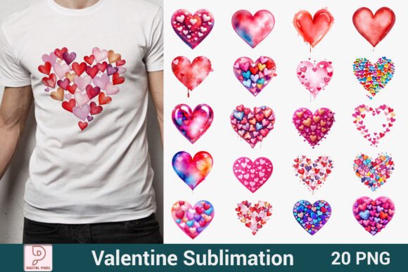 Watercolor Valentine Heart Shape Bundle: A Creative Asset for Every Project