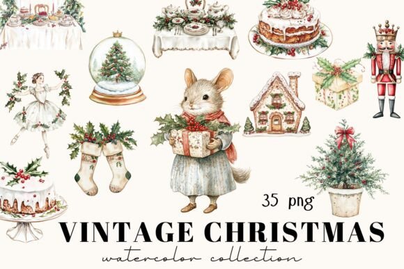 Watercolor Vintage Christmas: Nutcracker Design Collection